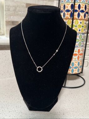 Silver 925 CZ Circle Pendant Necklace Handmade Jewelry NWT